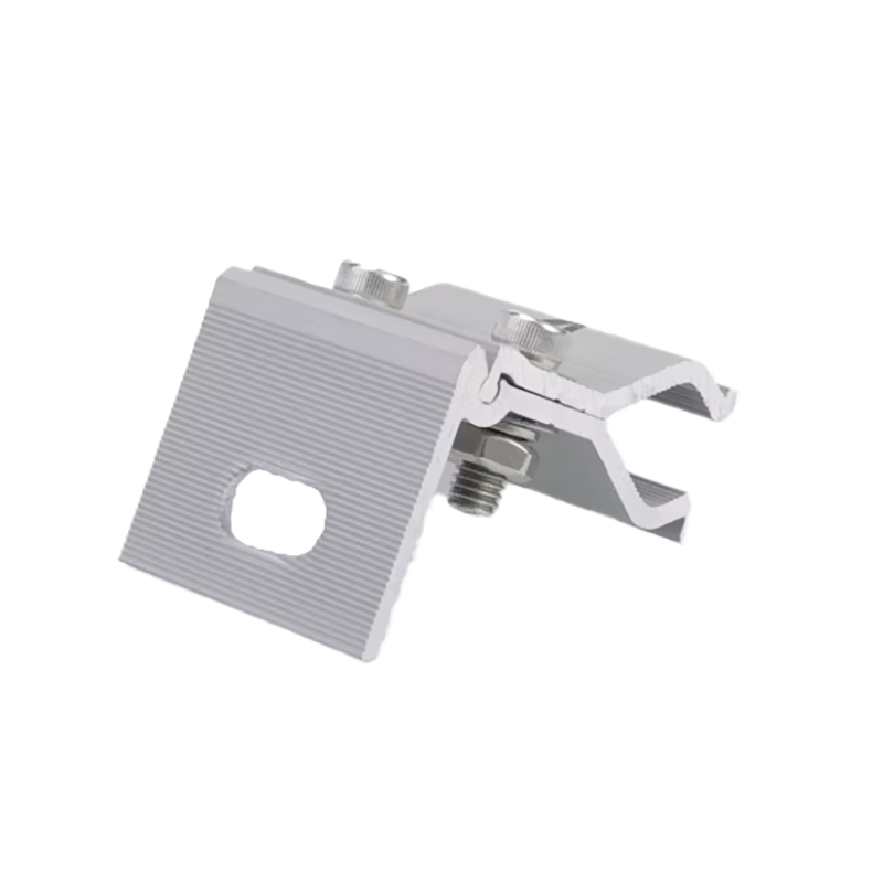 듀얼 볼트와 미끄럼 방지 톱니가 있는 알루미늄 합금 클램프, 안전한 구조물 고정용 태양광 지붕 클램프